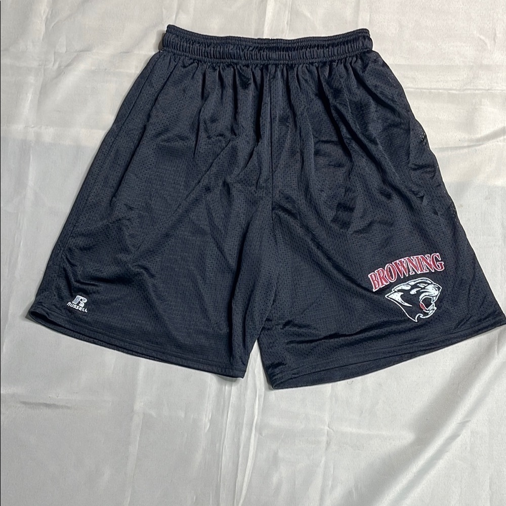 RUSSELL Graphic Browning Black Athletic Shorts